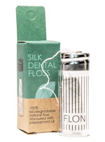 FLON Fil dentaire en soie naturelle, aromatisé à la menthe et compostable, idéal pour les amateurs de dentifrice écologi