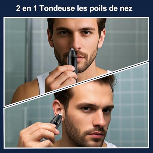 Tondeuse Nez Nez Coupe Poils Nez et Oreilles USB Rechargeable, Écran LCD, IPX7 Tondeuse Oreilles, Rasoir Nez Hommes Femm