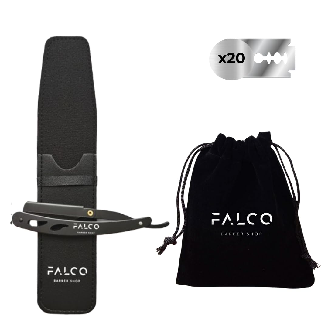 Falco Barber Shop Rasoir Barbe Homme 20 Demi-Lames Pochette de Transport