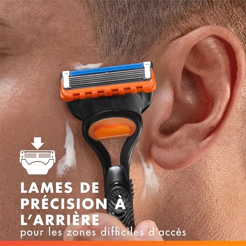 Gillette Rechargements de Rasoir Fusion5 pour Hommes, Pack De 6 - Lubrifiants, 5 Lames Authentiques - Rasage Efficace et